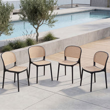 Silla Nest, Color Negro y Beige, Con espaldar y asiento en rejilla X4