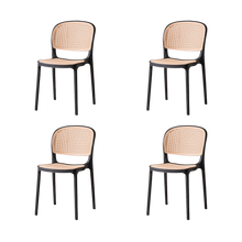 Silla Nest, Color Negro y Beige, Con espaldar y asiento en rejilla X4