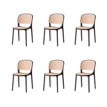 Silla Nest, Color Negro y Beige, Con espaldar y asiento en rejilla X6