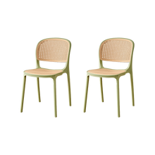 Silla Nest, Color Verde Olivo y Beige, Con espaldar y asiento en rejilla X2