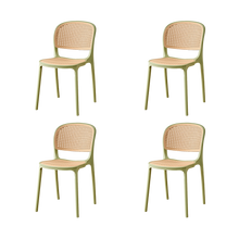 Silla Nest, Color Verde Olivo y Beige, Con espaldar y asiento en rejilla X4