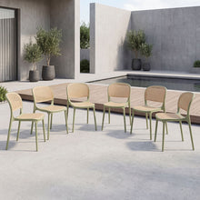 Silla Nest, Color Verde Olivo y Beige, Con espaldar y asiento en rejilla X6