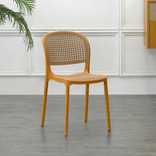 Set de 4 Sillas Nest, Naranja y Beige, con Espaldar y Asiento en Rejilla