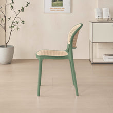 Silla Nest, Verde Olivo y Beige, con Espaldar y Asiento en Rejilla