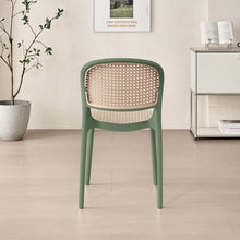 Silla Nest, Verde Olivo y Beige, con Espaldar y Asiento en Rejilla