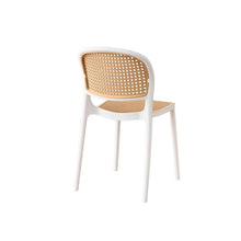 Set de 6 Sillas Nest, Color Blanco y Beige, con Espaldar y Asiento en Rejilla