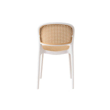 Set de 6 Sillas Nest, Color Blanco y Beige, con Espaldar y Asiento en Rejilla