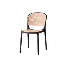 Set de 6 Sillas Nest, Color Negro y Beige, con Espaldar y Asiento en Rejilla