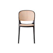 Set de 4 Sillas Nest, Color Negro y Beige, con Espaldar y Asiento en Rejilla