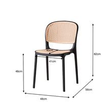 Set de 6 Sillas Nest, Color Negro y Beige, con Espaldar y Asiento en Rejilla