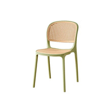 Set de 6 Sillas Nest, Color Verde Olivo y Beige, con Espaldar y Asiento en Rejilla