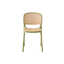 Set de 6 Sillas Nest, Color Verde Olivo y Beige, con Espaldar y Asiento en Rejilla
