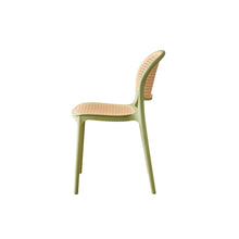 Set de 6 Sillas Nest, Color Verde Olivo y Beige, con Espaldar y Asiento en Rejilla