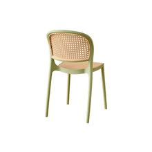 Set de 6 Sillas Nest, Color Verde Olivo y Beige, con Espaldar y Asiento en Rejilla