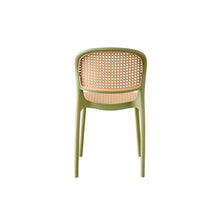 Set de 6 Sillas Nest, Color Verde Olivo y Beige, con Espaldar y Asiento en Rejilla