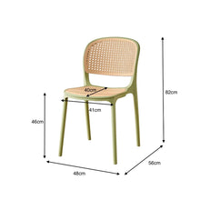 Set de 2 Sillas Nest, Color Verde Olivo y Beige, con Espaldar y Asiento en Rejilla