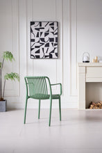 Set de 4 Sillas Terra con Brazos, Color Verde Olivo, con Espaldar