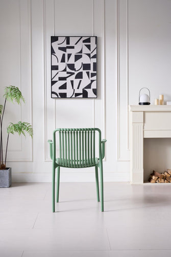 Silla Terra con Brazos, Color Verde Olivo, Con espaldar X4