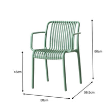 Set de 4 Sillas Terra con Brazos, Color Verde Olivo, con Espaldar
