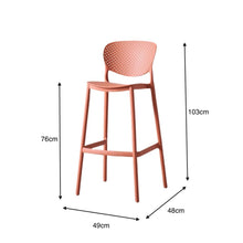 Set de 4 Sillas para Bar Río, Color Terracota, Diseño Moderno