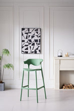 Silla para Bar Elena, Color Verde Oliva, Diseño Moderno X4