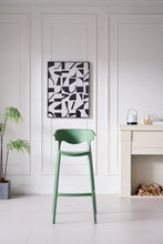 Butaco para Barra Elena, Color Verde Oliva, Diseño Moderno X2