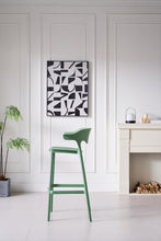 Butaco para Barra Elena, Color Verde Oliva, Diseño Moderno X2