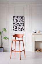 Silla para Bar Elena, Color Terracota, Diseño Moderno X4