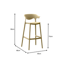 Set de 4 Sillas para Bar Elena, Color Khaki, Diseño Moderno