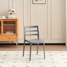 Set de 2 Sillas New York, Gris Oscuro, con Espaldar en Líneas y Diseño Minimalista