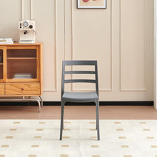Set de 4 Sillas New York, Gris Oscuro, con Espaldar en Líneas y Diseño Minimalista