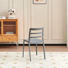 Set de 2 Sillas New York, Gris Oscuro, con Espaldar en Líneas y Diseño Minimalista
