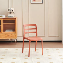 Set de 6 Sillas New York, Terracota, con Espaldar en Líneas y Diseño Minimalista