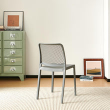 Set de 6 Sillas Manhattan, Gris Oscuro, con Espaldar en Rejilla y Diseño Minimalista