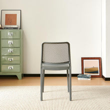 Set de 2 Sillas Manhattan, Gris Oscuro, con Espaldar en Rejilla y Diseño Minimalista