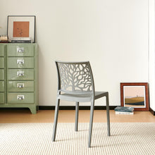 Set de 4 Sillas Harlem, Gris Oscuro, con Espaldar en Forma de Árbol y Diseño Minimalista