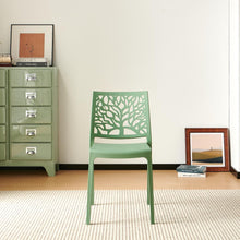 Set de 6 Sillas Harlem, Verde, con Espaldar en Forma de Árbol y Diseño Minimalista