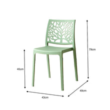 Set de 4 Sillas Harlem, Verde, con Espaldar en Forma de Árbol y Diseño Minimalista