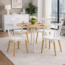 Comedor Redondo 74.5x80x80cm Vienes + 4 Sillas Guam Blancas