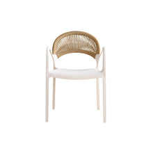 Set de 4 Sillas Daytona, Blanco y Café Claro, con Espaldar, Reposa Brazos y Diseño Minimalista