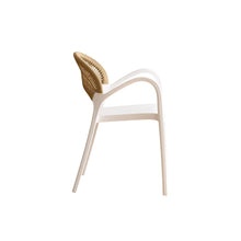 Set de 2 Sillas Daytona, Blanco y Café Claro, con Espaldar, Reposa Brazos y Diseño Minimalista