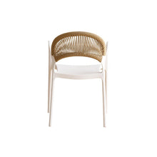 Set de 4 Sillas Daytona, Blanco y Café Claro, con Espaldar, Reposa Brazos y Diseño Minimalista