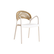 Set de 6 Sillas Daytona, Blanco y Café Claro, con Espaldar, Reposa Brazos y Diseño Minimalista