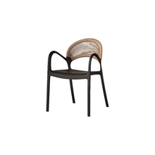 Set de 6 Sillas Daytona, Negro y Café Claro, con Espaldar, Reposa Brazos y Diseño Minimalista
