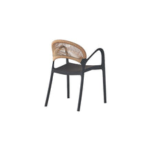 Set de 6 Sillas Daytona, Negro y Café Claro, con Espaldar, Reposa Brazos y Diseño Minimalista