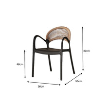 Set de 4 Sillas Daytona, Negro y Café Claro, con Espaldar, Reposa Brazos y Diseño Minimalista