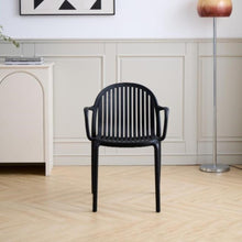 Set de 4 Sillas Marruecos con Brazos, Negro, con Espaldar en Rayas y Diseño Minimalista