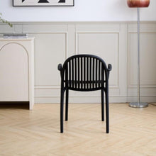 Set de 2 Sillas Marruecos con Brazos, Negro, con Espaldar en Rayas y Diseño Minimalista