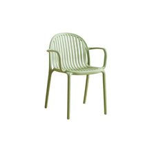 Set de 4 Sillas Marruecos con Brazos, Verde Olivo, con Espaldar en Rayas y Diseño Minimalista