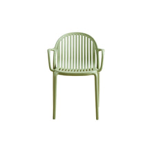 Set de 4 Sillas Marruecos con Brazos, Verde Olivo, con Espaldar en Rayas y Diseño Minimalista